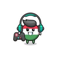 hungary flag gamer mascot holding a game controller vector