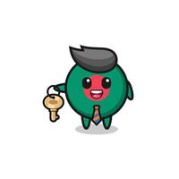 cute bangladesh flag as a real estate agent mascot vector