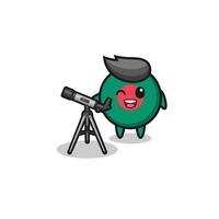 bangladesh flag astronomer mascot with a modern telescope vector