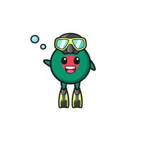 the bangladesh flag diver cartoon character vector