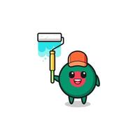 the bangladesh flag painter mascot with a paint roller vector