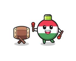 hungary flag muslim cartoon is beating the bedug vector