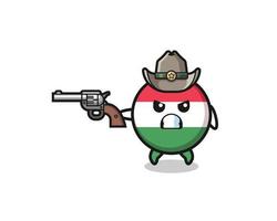 the hungary flag cowboy shooting with a gun vector