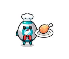 rocket fried chicken chef cartoon character vector