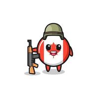 cute canada flag mascot as a soldier vector