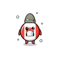 cute cartoon canada flag with shivering expression vector