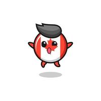 canada flag character is jumping gesture vector