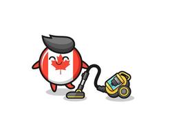 cute canada flag holding vacuum cleaner illustration vector