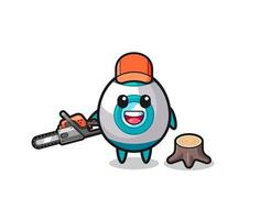 rocket lumberjack character holding a chainsaw vector