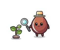 cute chocolate drop herbalist researching a plants vector