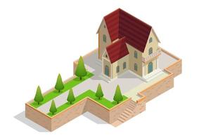isometric house building vector