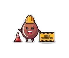 illustration of chocolate drop with under construction banner vector