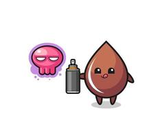 chocolate drop cartoon make a graffiti with a spray paint vector