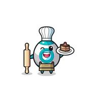 rocket as pastry chef mascot hold rolling pin vector