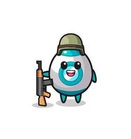 cute rocket mascot as a soldier vector