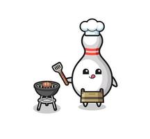 bowling pin barbeque chef with a grill vector
