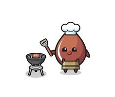 chocolate drop barbeque chef with a grill vector