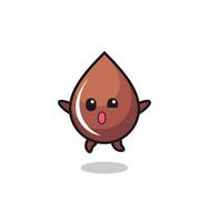 chocolate drop character is jumping gesture vector