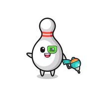 bowling pin cartoon as future warrior mascot vector