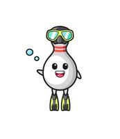 the bowling pin diver cartoon character vector