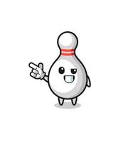 bowling pin mascot pointing top left vector