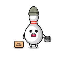 cute bowling pin beggar cartoon character vector