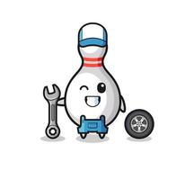 the bowling pin character as a mechanic mascot vector