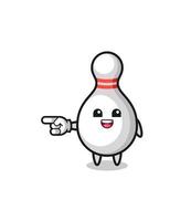 bowling pin cartoon with pointing left gesture vector