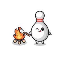 bowling pin character is burning vector