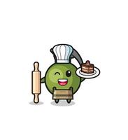 grenade as pastry chef mascot hold rolling pin vector