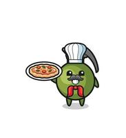 grenade character as Italian chef mascot vector