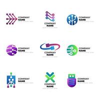 Technology Company Logo Set vector