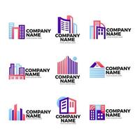 conjunto de logotipo de empresa de construcción vector