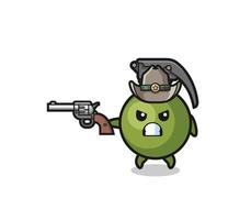 the grenade cowboy shooting with a gun vector