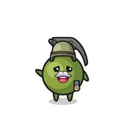 cute grenade as veteran cartoon vector