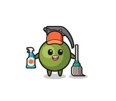 cute grenade character as cleaning services mascot vector