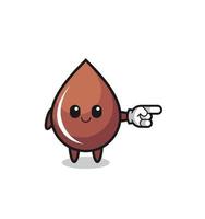 chocolate drop mascot with pointing right gesture vector