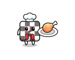 tablero de ajedrez pollo frito chef personaje de dibujos animados vector