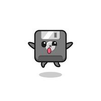 floppy disk character is jumping gesture vector