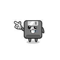 floppy disk mascot pointing top left vector