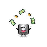 illustration of the floppy disk catching money falling from the sky vector