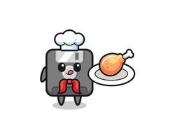 disquete pollo frito chef personaje de dibujos animados vector