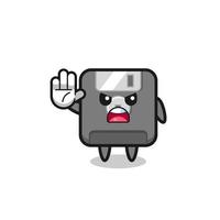 floppy disk character doing stop gesture vector