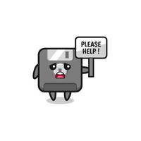 cute floppy disk hold the please help banner vector