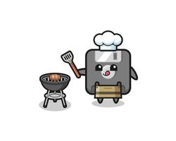 floppy disk barbeque chef with a grill vector