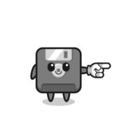 floppy disk mascot with pointing right gesture vector