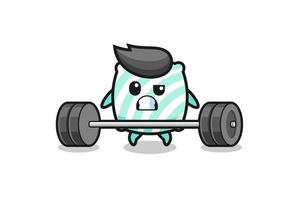 cartoon of pillow lifting a barbell vector