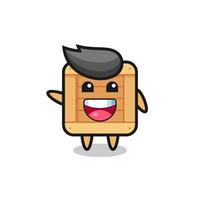 caja de madera feliz personaje de mascota linda vector