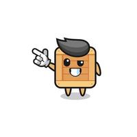 wooden box mascot pointing top left vector