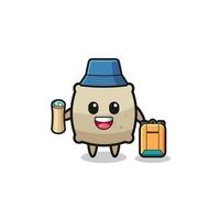 sack mascot character as hiker vector